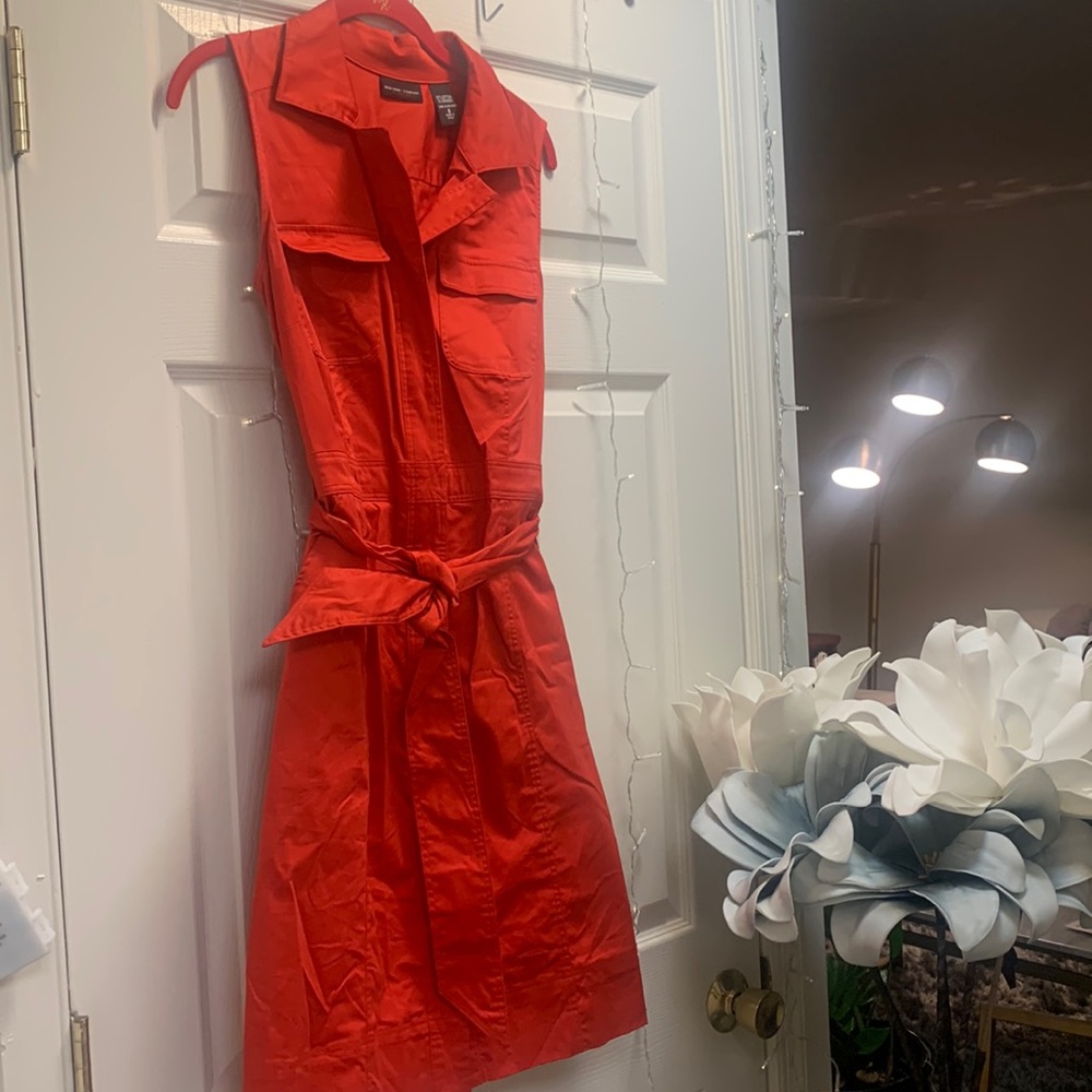 New York and Company Belted Tie Dress